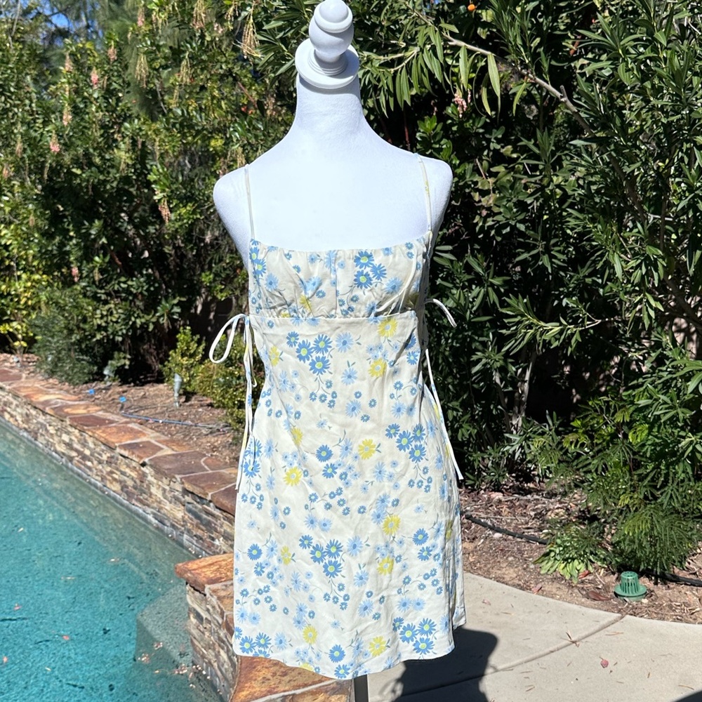 ZARA Floral Dress in Cream and Blue